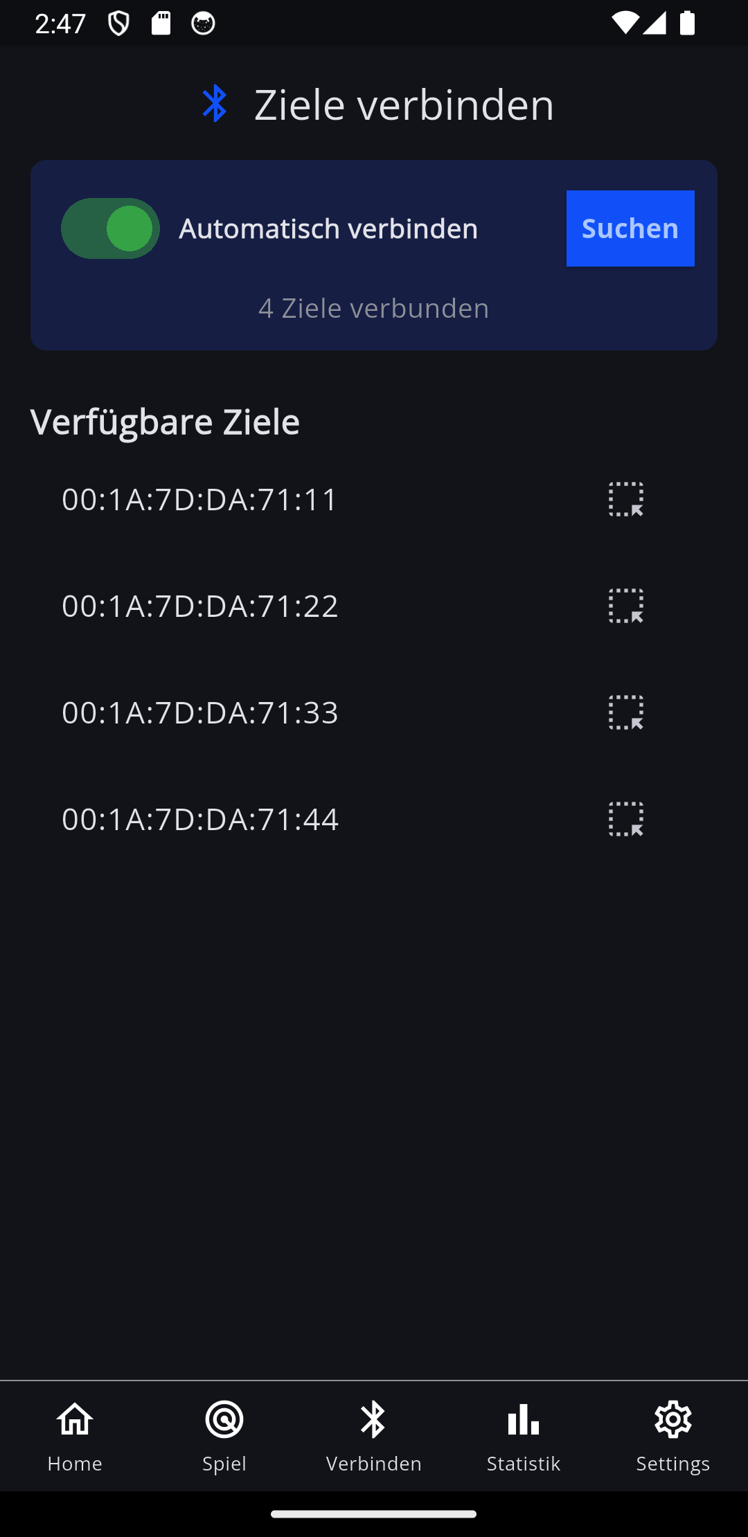 Ziele verbinden Bildschirm